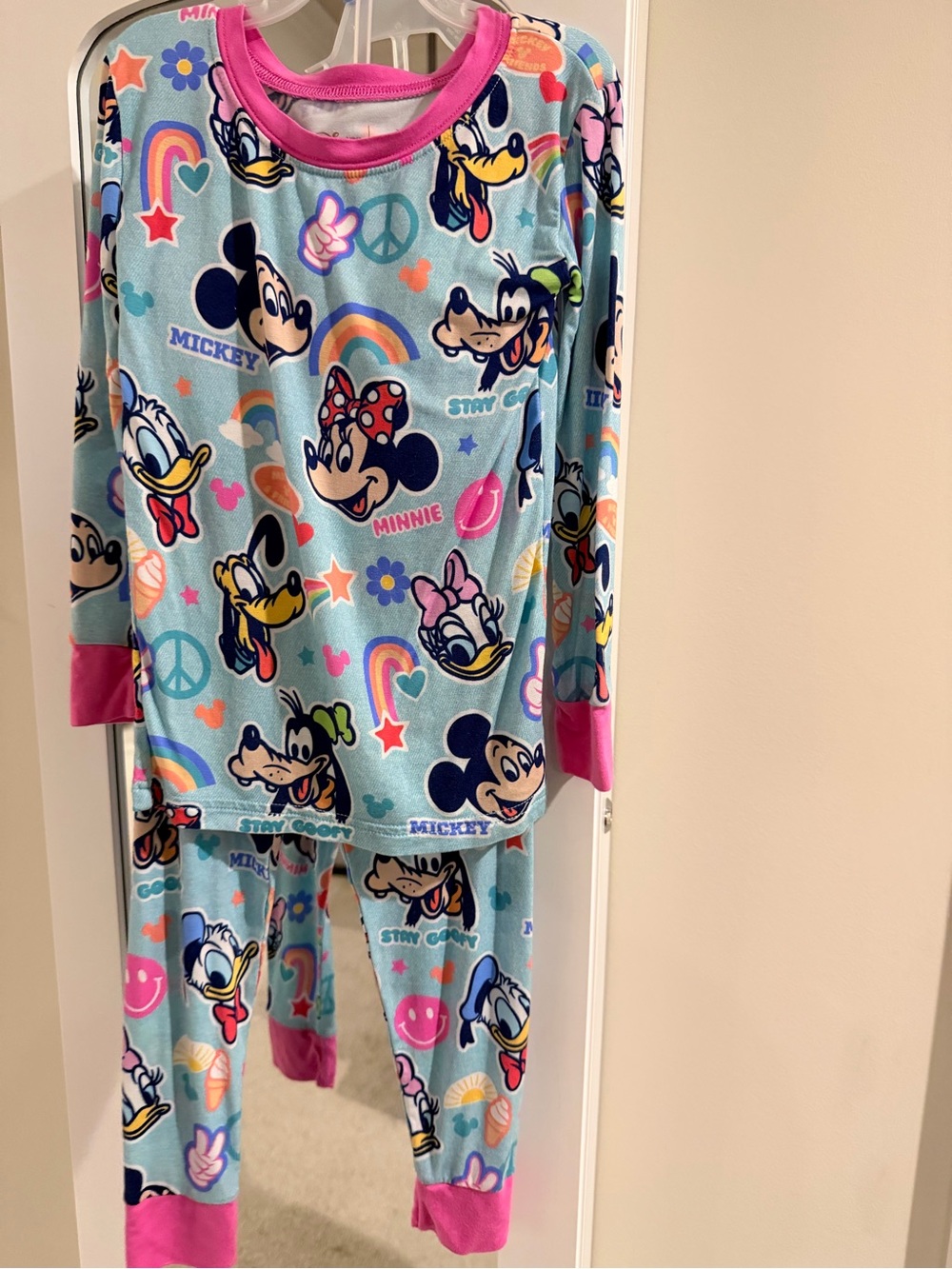 Disney little sleepies Mickey and friends  Blue & Pink Kids Pajama Set